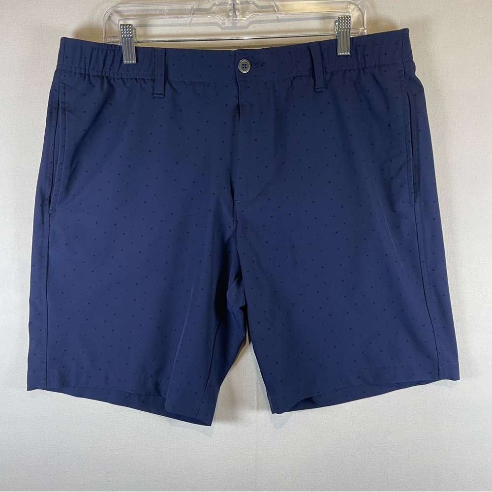 Under Armour Golf Shorts Mens 38 Blue Stretch Dot Pattern Performance - Picture 2 of 11